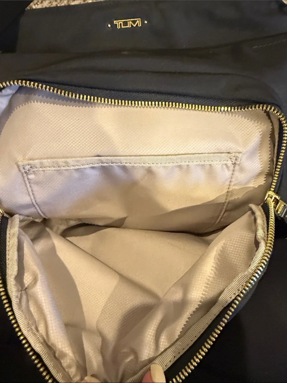 Tumi Black Nylon Shoulder Crossbody with Gold Accents - Picture 3 of 4